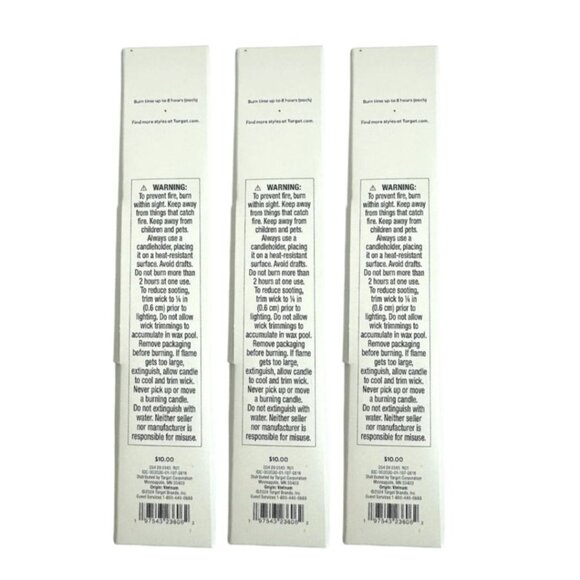 3 Packs of 4 Threshold 10" Chateau White Unscented Ribbed Taper Flame Candles - Picture 2 of 2